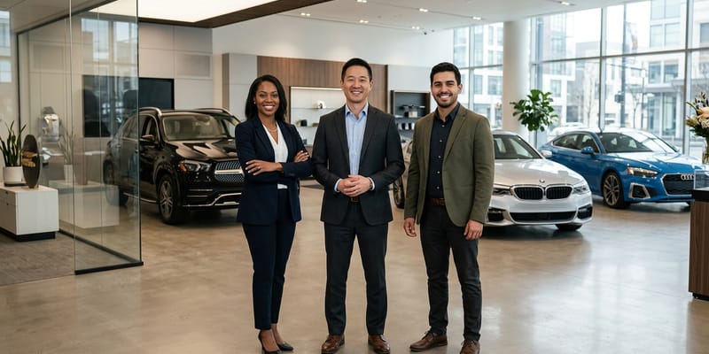 Carrasso Auto Group team in showroom